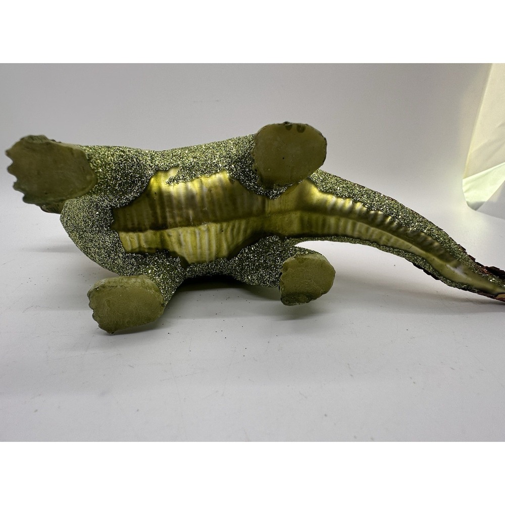 Robert Stanley Blown‎ Glass Brontosaurus Dinosaur Ornament Green Orange Glitter - Picture 7 of 7